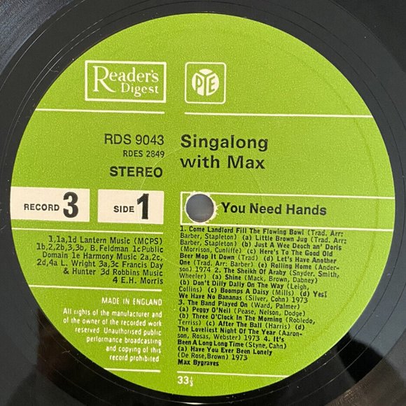 Singalong with Max Bygraves Vinyl LP, Disc 3 Only (RDS-9043) of Box Set GMAX-6A - Picture 4 of 6